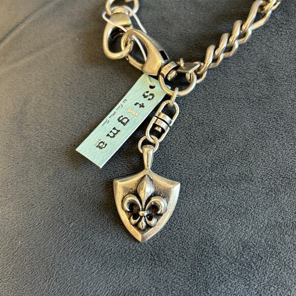 Stigma Mens Silver Chain with Shield Pendant -‎ thick New with Tags - Picture 2 of 2